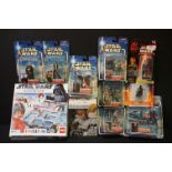 Star Wars - Nine Carded Star Wars figures to include 3 x Hasbro Attack Of The Clones (Obi-Wan