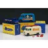 Three boxed Matchbox Lesney diecast models to include 20 Ever Ready Transport Truck, 62 TV Service