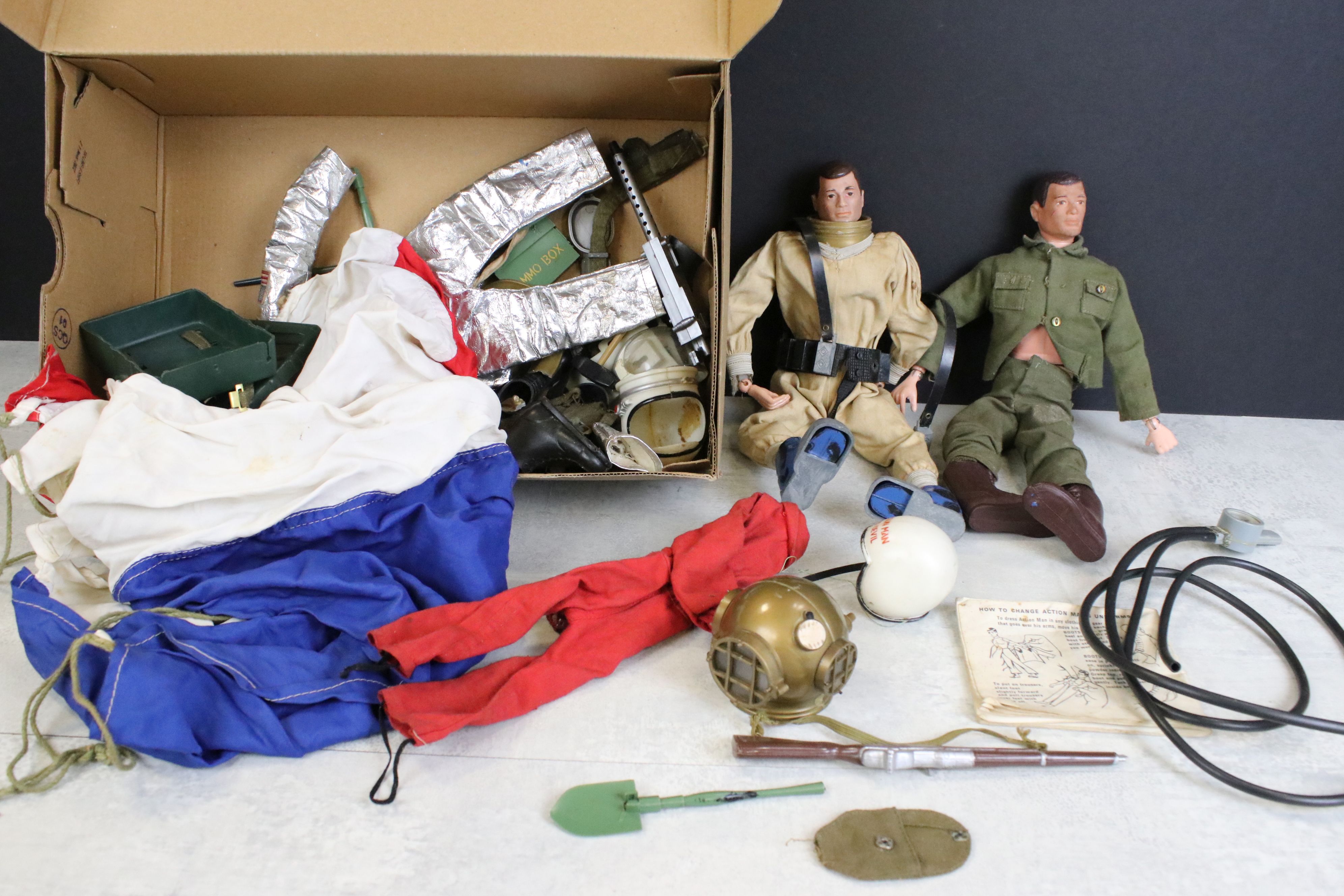 Action Man - Two original Palitoy Action Man figures to Solider & Deep Sea Diver plus various