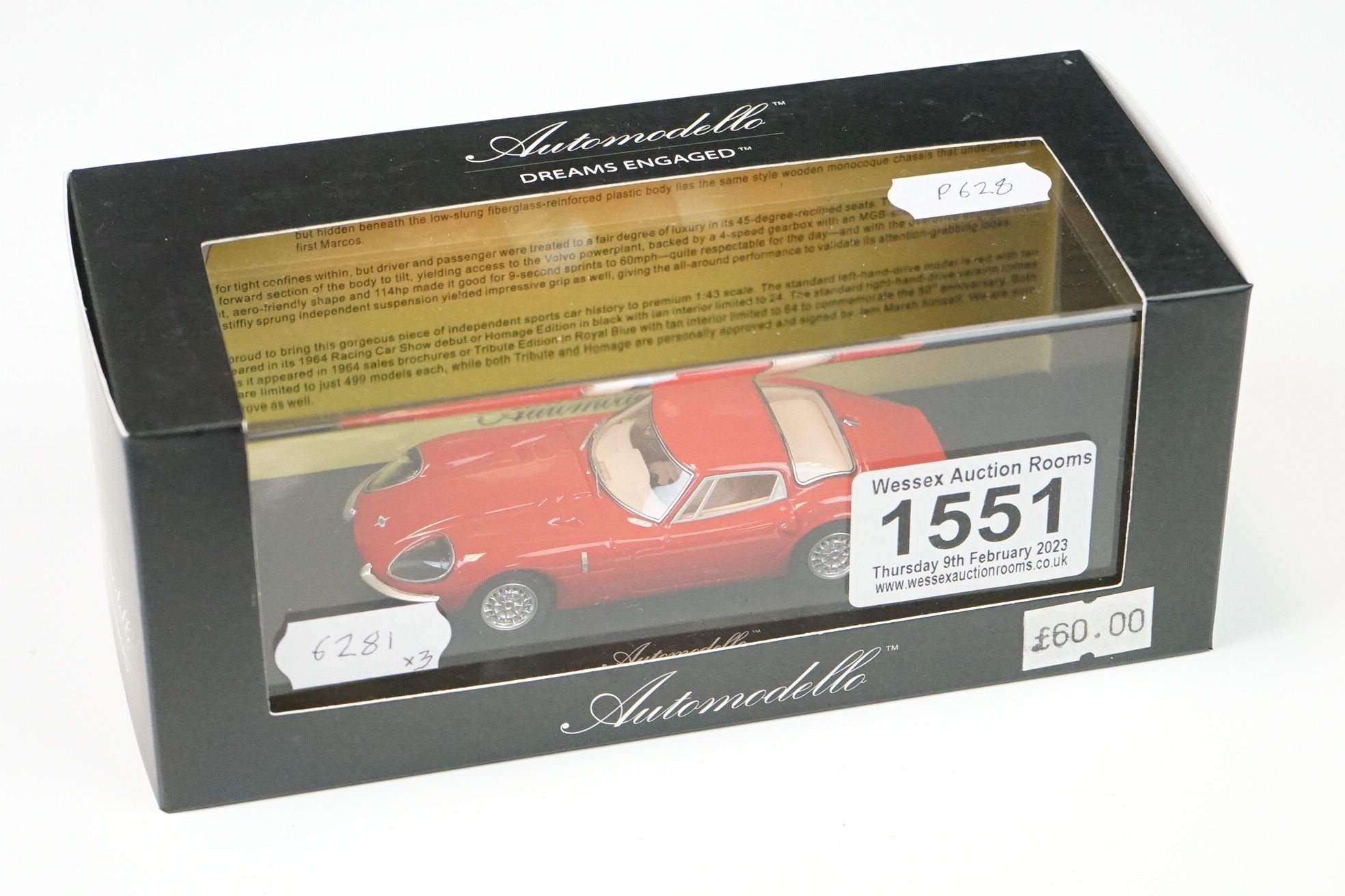 Three Boxed Automodello 1:43 1964 Marcos 1800 ltd edn models to include Tribute Edition Royal Blue - Image 2 of 7