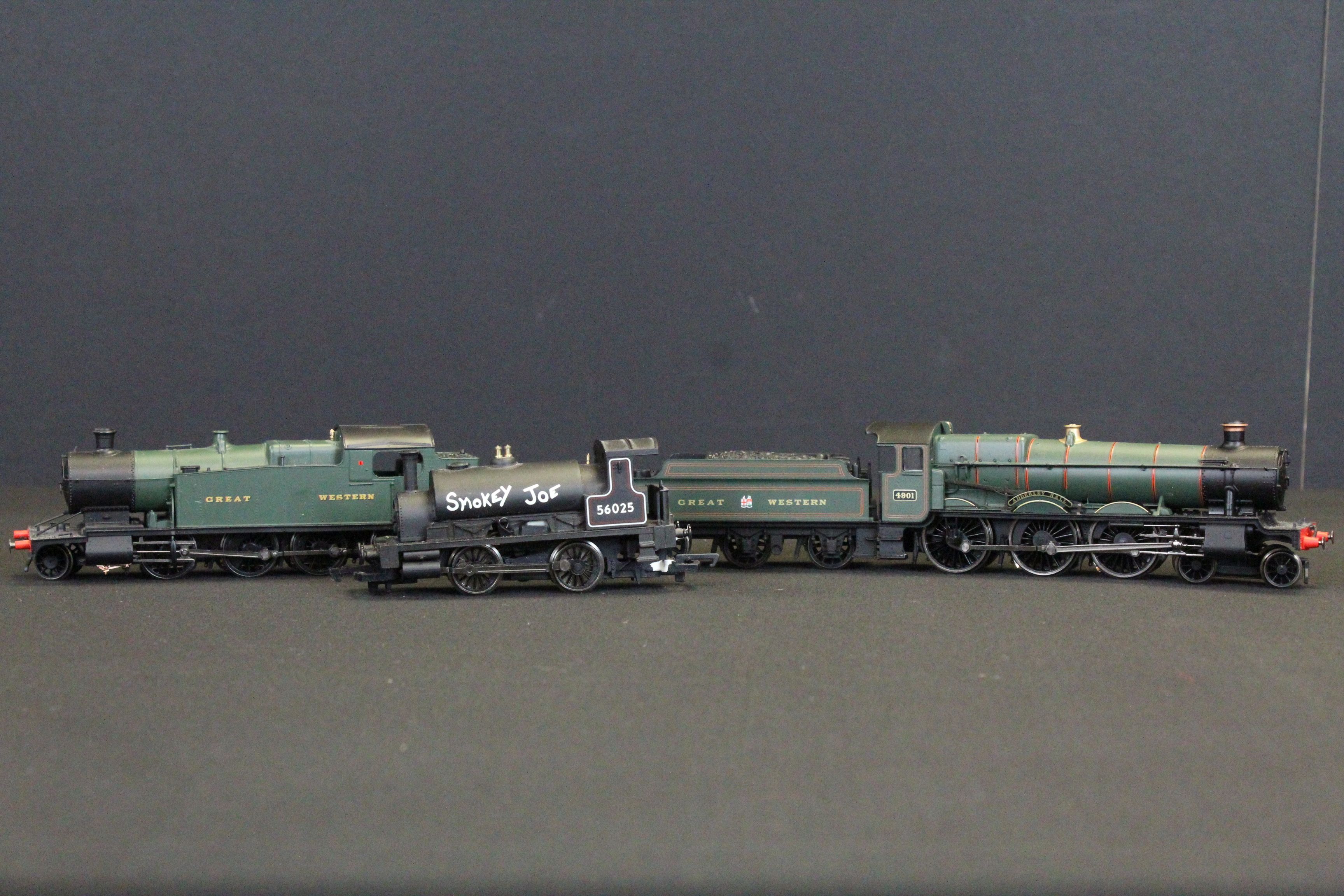 Three Hornby OO gauge locomotives to include Adderley Hall 4-6-0 4901, 2-8-0 GWR 4261 and Smokey Joe