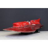 Wooden scale model of the 1950s Ferrari Hydroplane boat, the idea of powerboat racer Nando Dell'