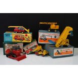 Four Boxed Dinky construction-related diecast models to include 564 Elevator Loader, in yellow and