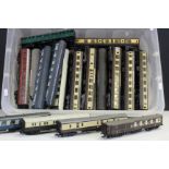 33 OO gauge items of rolling stock, all various coaches, includes Hornby, Triang, Exley, kit built