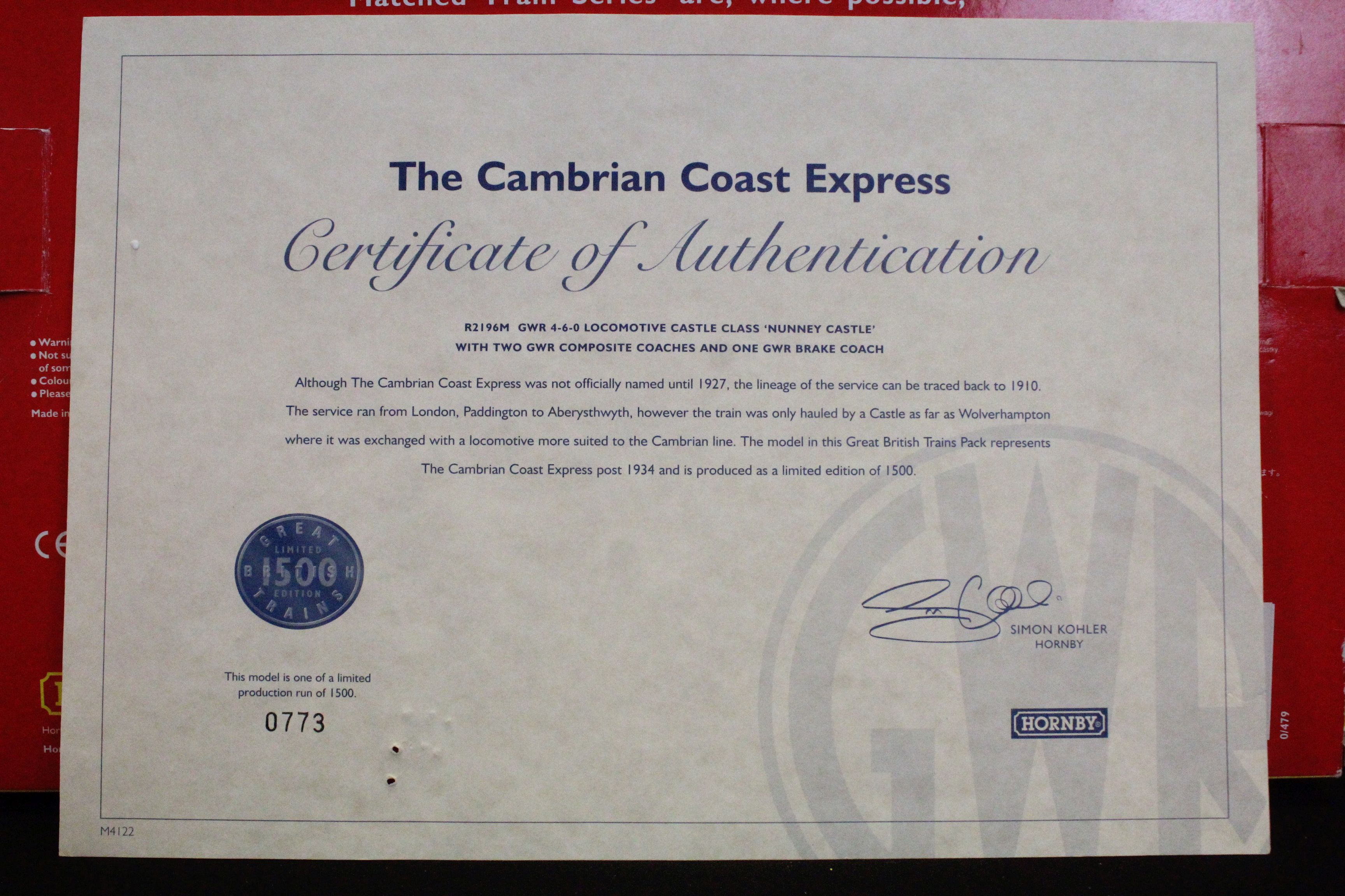 Boxed ltd edn Hornby OO gauge R2196M The Cambrian Coast Express Train Pack complete with Nunney - Image 5 of 6