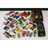 Quantity of mid 20th C play worn diecast models to include Matchbox 75 Series and Corgi Classics