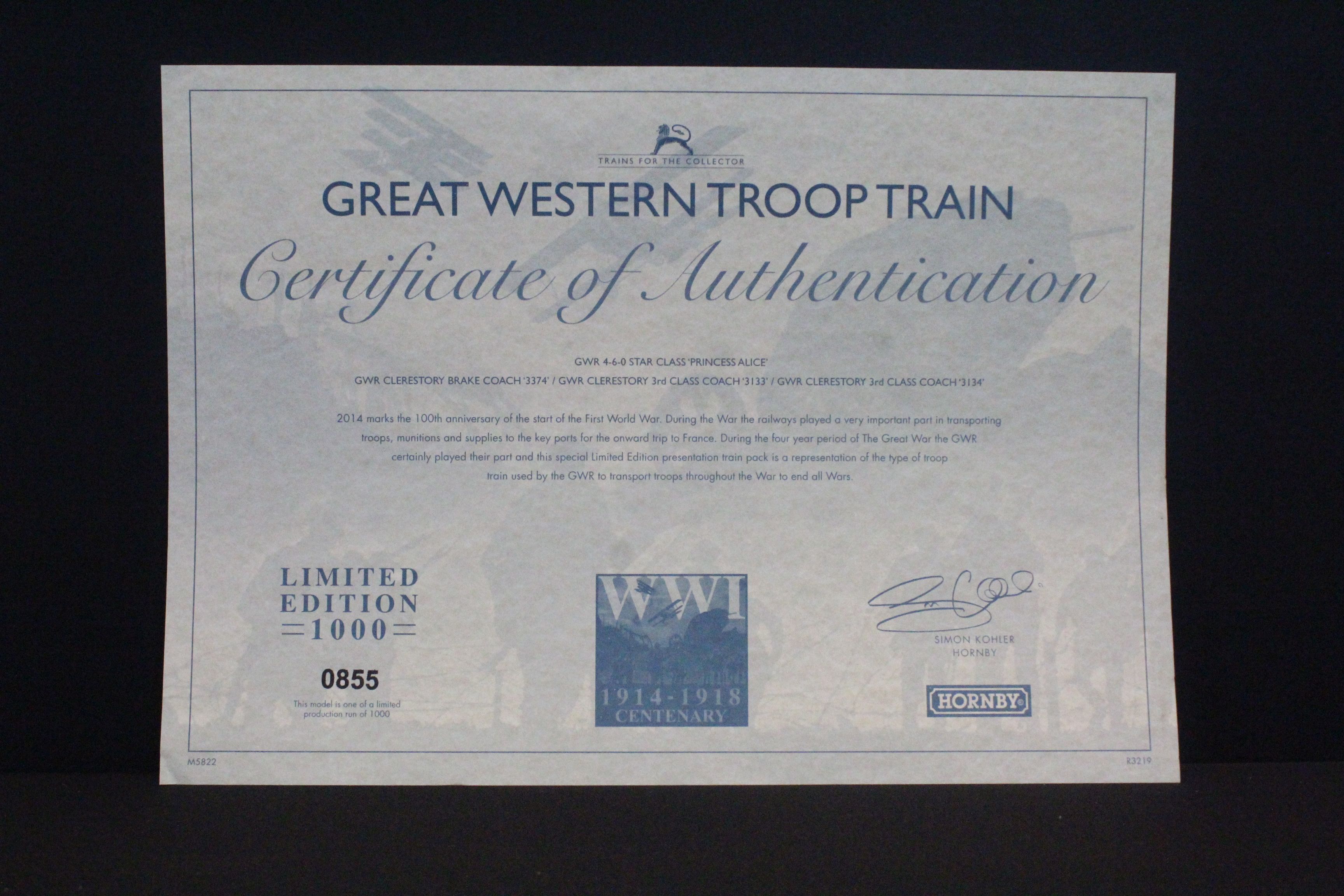 Boxed ltd edn Hornby OO gauge R3219 Great Western Troop Train Pack, complete with certificate - Image 5 of 6