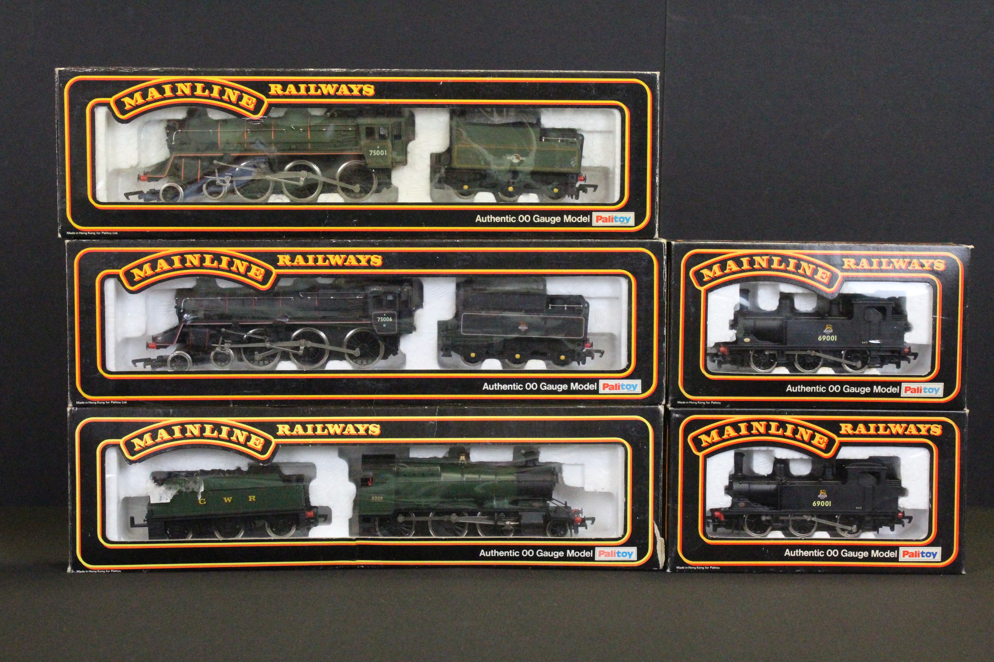 Five boxed Palitoy Mainline locomotives to include 37053 4-6-0 Standard Class 4 Locomotive P Livery,