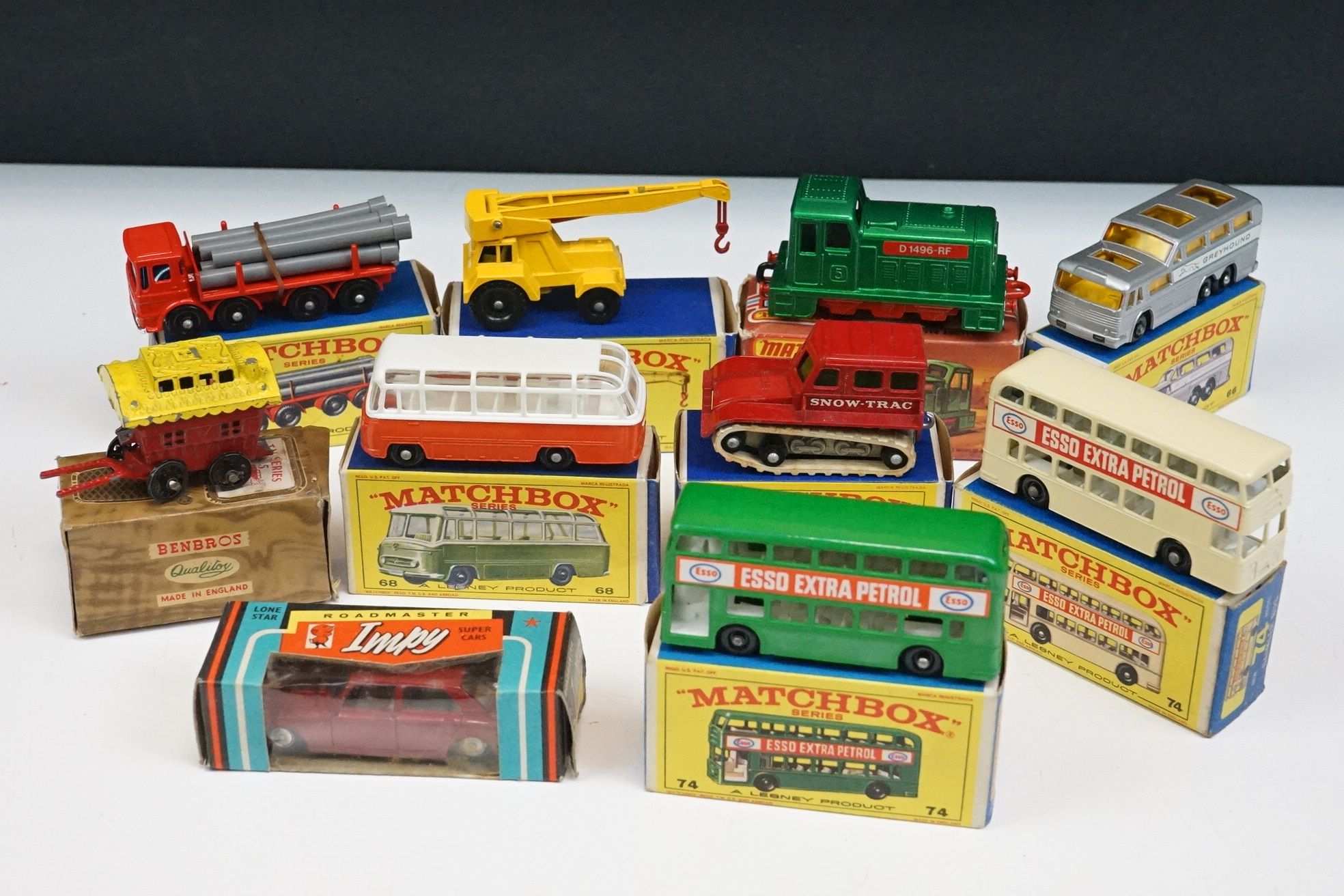 10 Boxed diecast models to include 7 x Matchbox (11 Jumbo Crane, 35 Snow Trac, 24 Diesel Shunter,