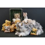 Group of nine Steiff toys, to include 663727 Bear, in an incorrect box, 651731 Classic Pooh