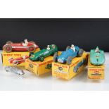 Four boxed Dinky diecast racing cars to include 231 Maserati in red, 236 Connaught in green, 230