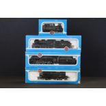 Four boxed Airfix OO gauge locomotives to include 54150-1 Prairie Tank Locomotive 2-6-2 GWR green