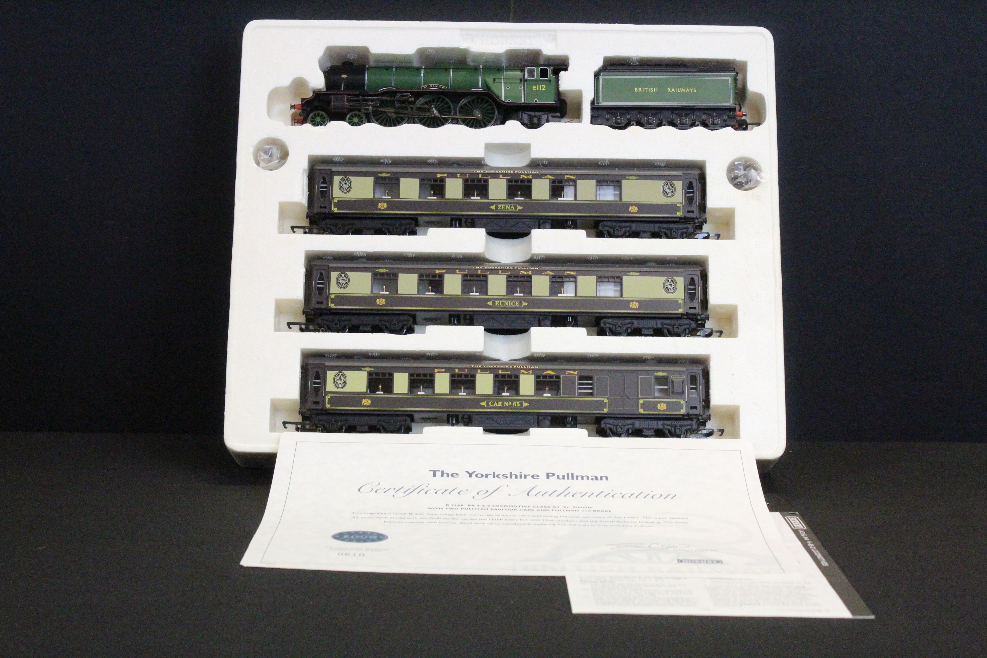 Boxed ltd edn Hornby OO gauge R2168 The Yorkshire Pullman Train Pack complete with St Simon - Image 3 of 6