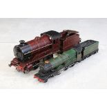 Hornby O gauge 0-4-0 5600 LMS locomotive with tender in maroon livery, with key, plus a Hornby Dublo