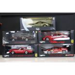 Five boxed 1/18 Mattel Hot Wheels Elite diecast models to include 250 GT Berlinetta Lusso, P9915