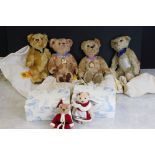 Four Steiff Danbury Mint Bears in drawstring bags, to include 661365 2004, 660931 2003, 660344
