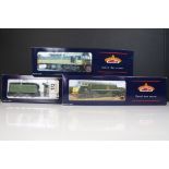 Three boxed Bachmann OO gauge locomotives to include 31956 A4 4482 Golden Eagle LNER Doncaster green