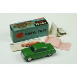 Boxed Corgi Mechanical 200M Ford Consul Saloon diecast model in green, diecast vg with mark to roof,