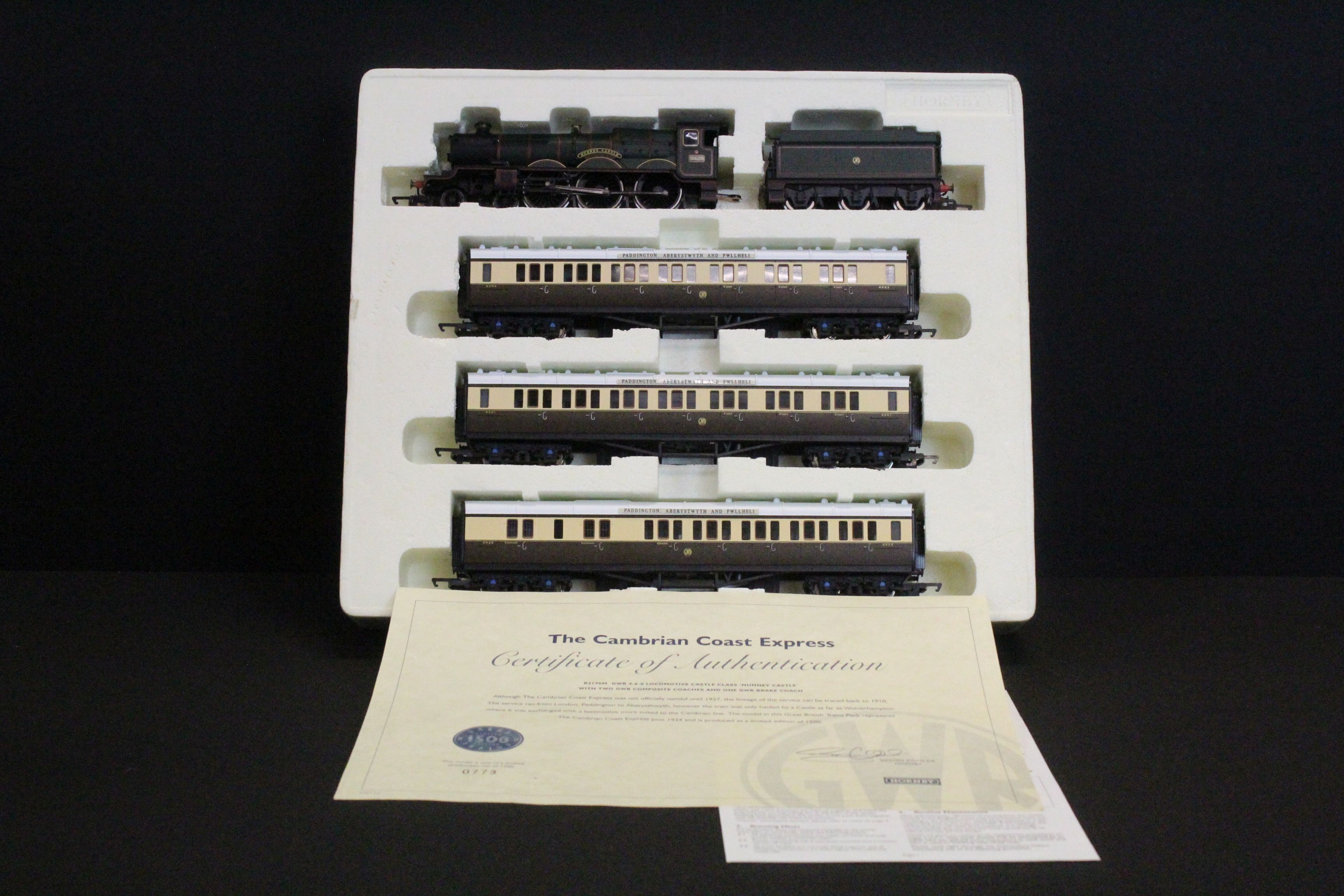 Boxed ltd edn Hornby OO gauge R2196M The Cambrian Coast Express Train Pack complete with Nunney - Image 3 of 6