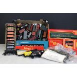 Group of model rail accessories to include 48 x items of rolling stock featuring Kitmaster,