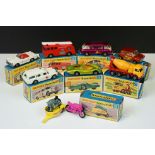 Eight boxed Matchbox Superfast diecast models to include 29 Racing Mini in sunburnt orange, 45
