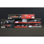 Eight cased Paul's Model Art Minichamps 1:43 diecast racing car models to include 3 x McLaren