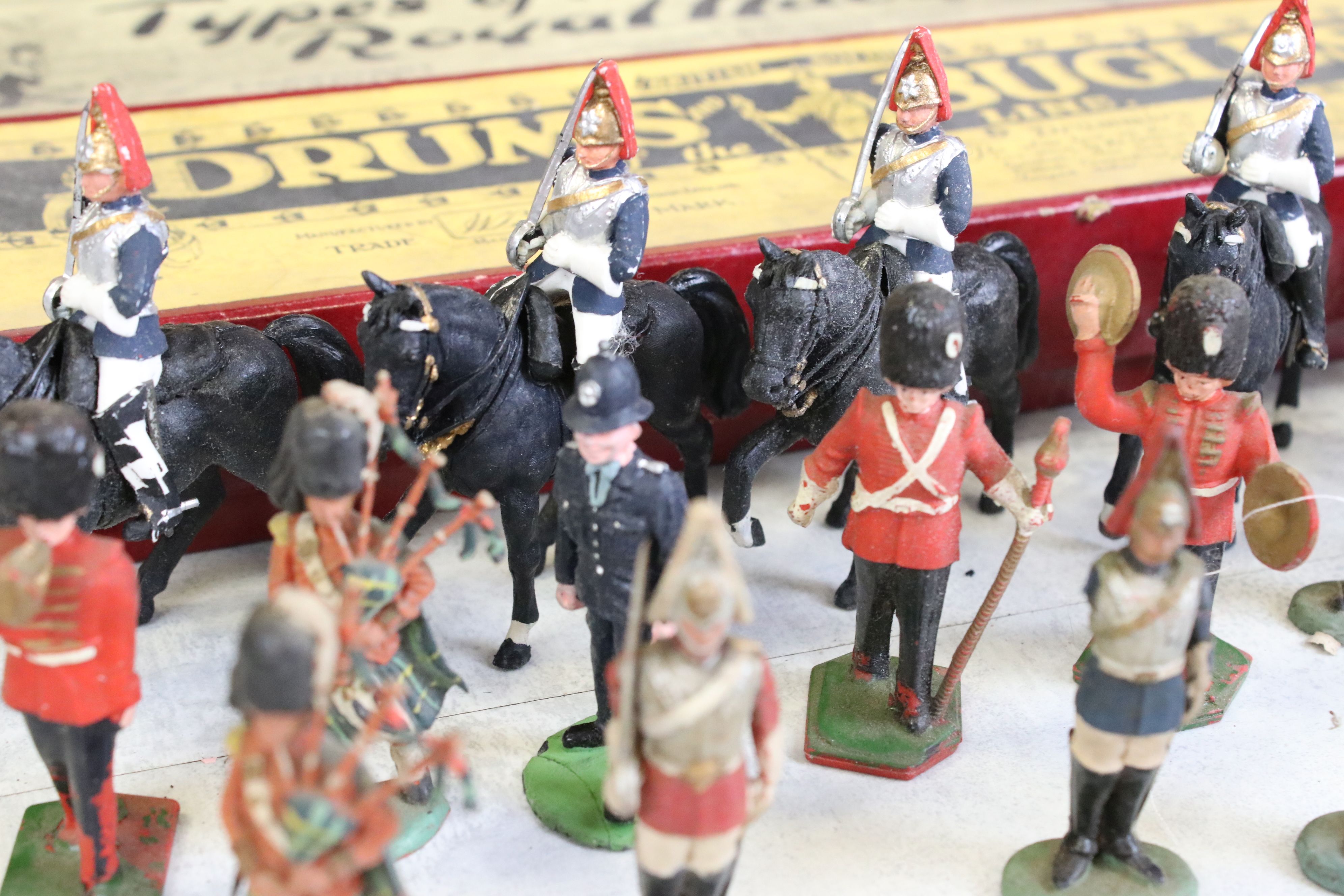 Five Boxed Mid 20th C onwards metal soldier figure sets to include Britains Drums & Bugles of the - Image 2 of 23