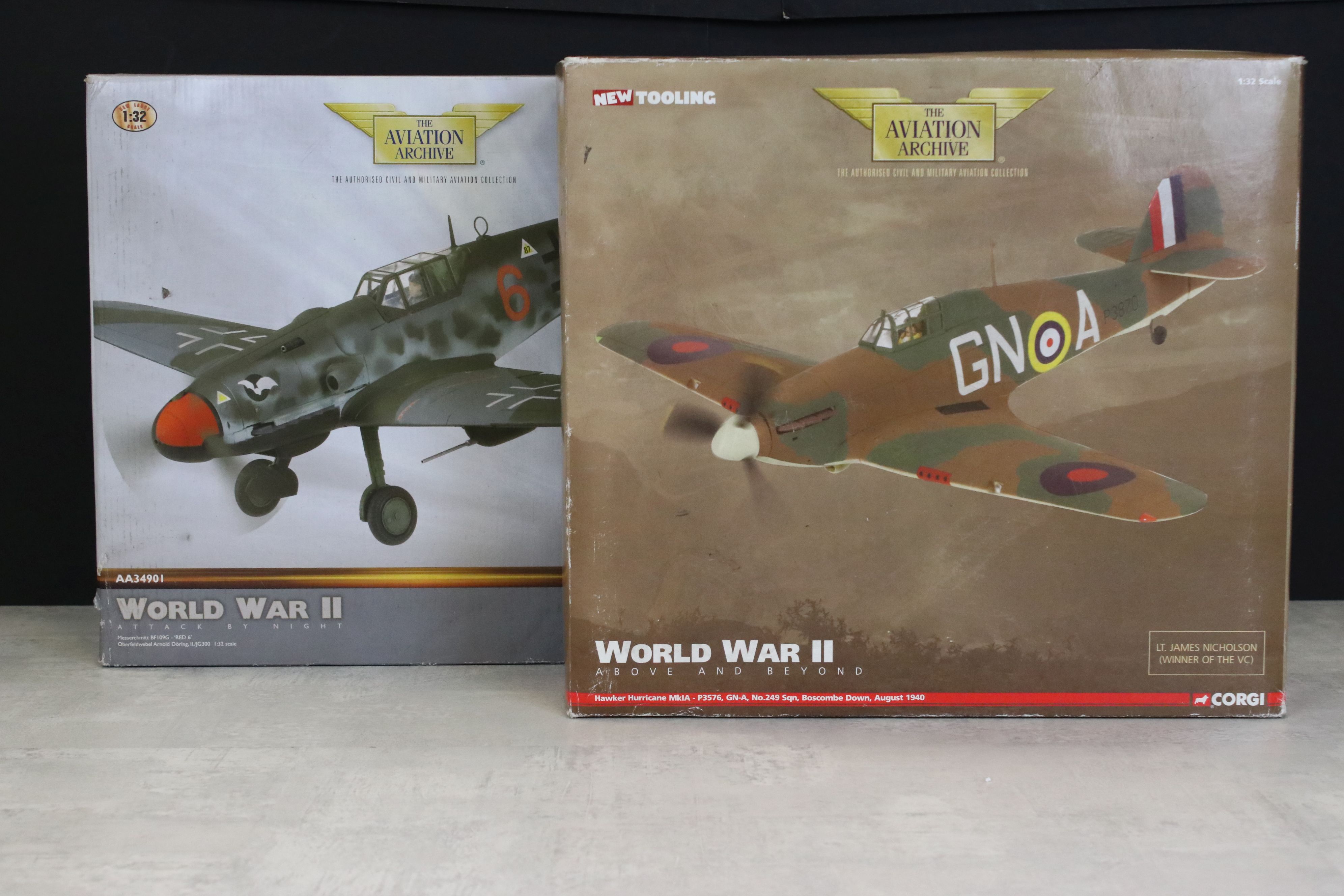 Two Boxed Corgi Aviation Archive 1:32 World War II diecast models to include AA34901 'Attack By