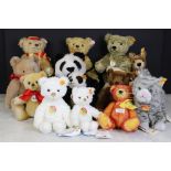 Collection of twelve unboxed Steiff Bears, some with stands, all with tags, Originals, Classics, Ltd