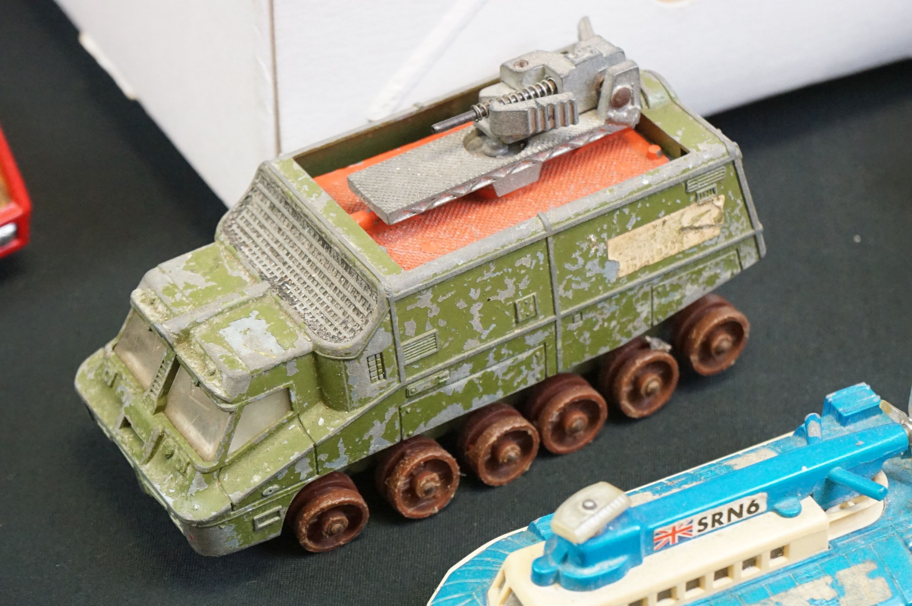 Around 40 play worn mid 20th C onwards diecast models featuring military & fire service examples - Image 8 of 14