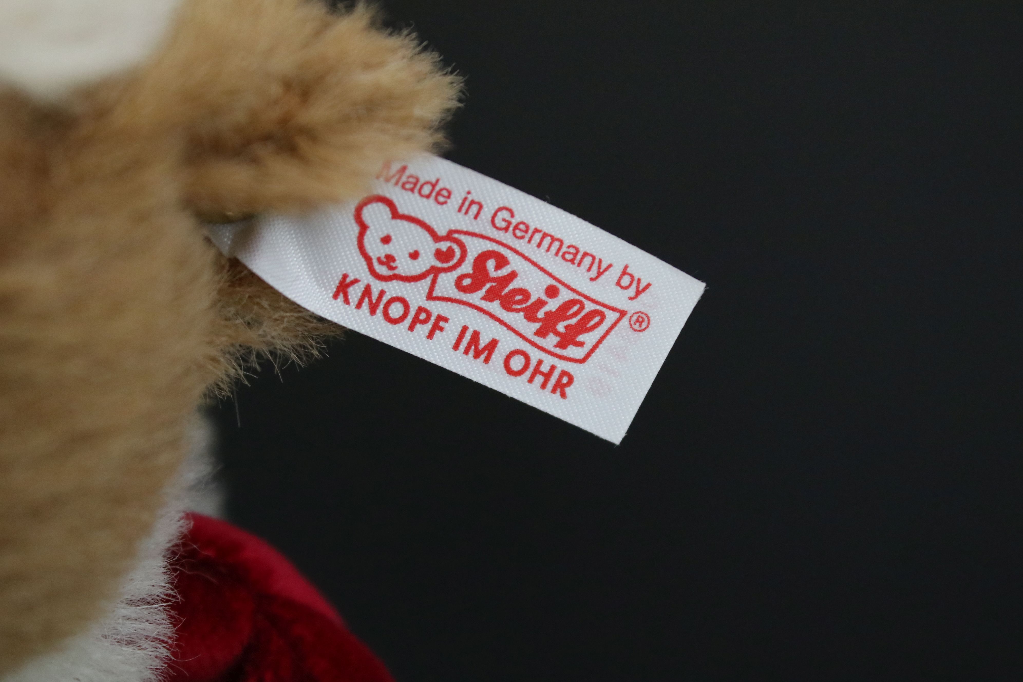 Steiff ' Santa in the Box ' teddy bear soft toy, button & tag to ear, made of alpaca, and wearing - Image 7 of 7