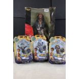 Four boxed tv related figures to include Neca Pirates Of The Caribbean Capt. Jack Sparrow & 3 x
