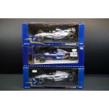 Three boxed Paul's Model Art Minichamps 1/18 diecast models to include 2 x Williams F1 Team (BMW