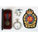 A Small Collection Of Mixed Militaria To Include A British Military Issued Pocket Watch, Royal Air