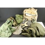 A Collection of Mixed Military Collectables To Include Field Pack Rucksack, Boots, Respirator,