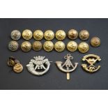 A Small Collection Of British Military Issued Badges And Buttons Mostly Relating To The Cornish