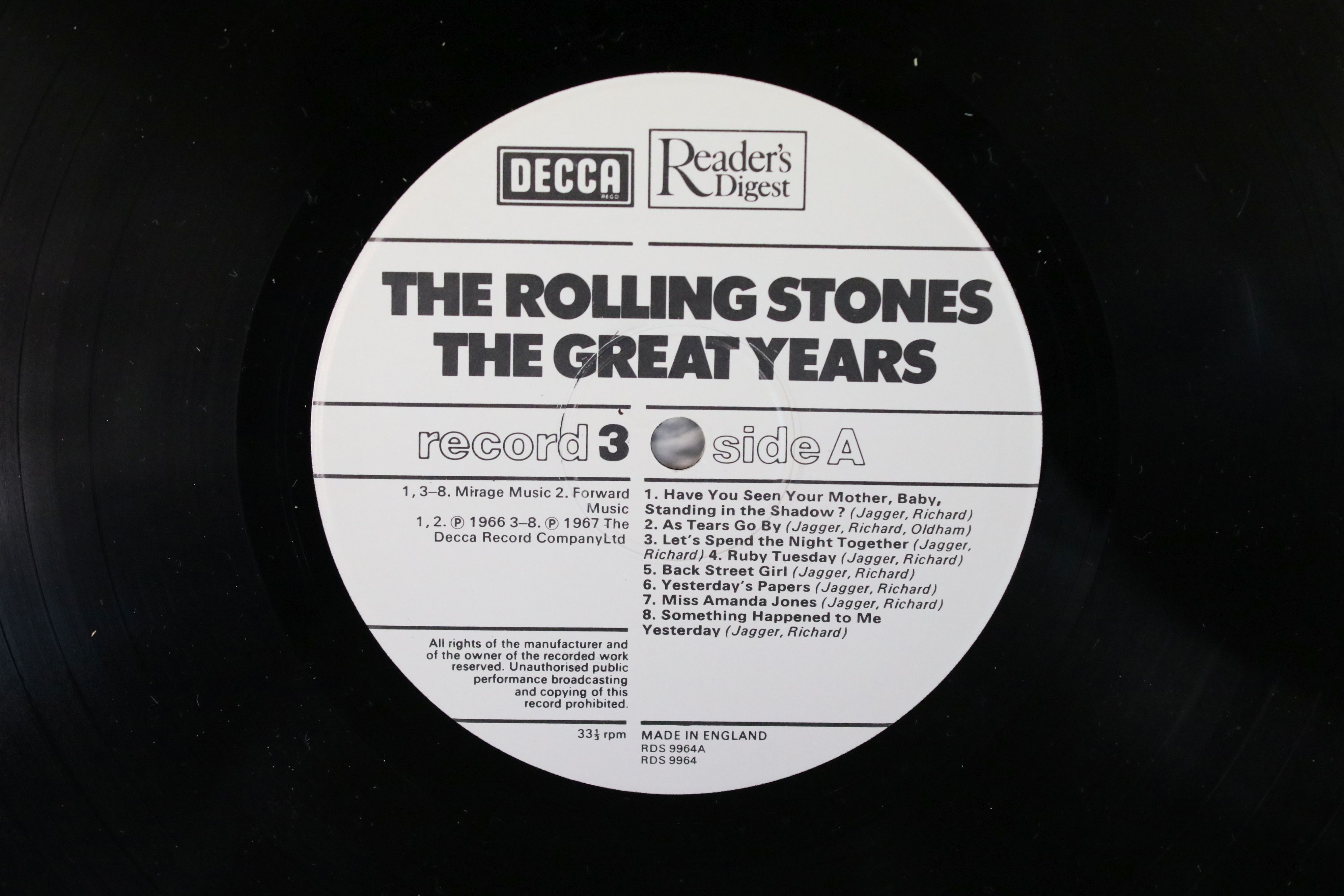 Vinyl - The Rolling Stones The Great Years Box Set on Readers Digest / Decca 4 LP Box Set, box, - Image 3 of 11