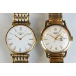 Two Gents Longines watches to include a 9ct gold cased 34mm with date aperture to 3 o'clock and