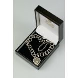 Jane Watling of Lacock silver heart-shaped pendant bracelet, naturalist heart pendant measuring