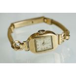 Customline ladies 9ct gold cased wristwatch with rolled gold strap