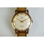 Gents 9ct Enicar Ultrasonic 30 jewel automatic watch. Date aperture at 3 o'clock.