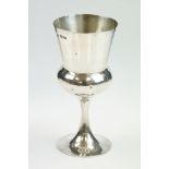 Mappin & Webb - Edwardian silver goblet of plain polished 'thistle' form, raised on a circular foot,