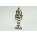 Late Victorian silver pepperette by Hawksworth, Eyre & Co Ltd, Sheffield 1892, of ovoid form, relief