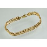 9ct yellow gold s-link bracelet, lobster clasp, width approx 7mm, length approx 19cm