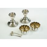 Late Victorian pair of silver salts of crimped form with gilt interiors, Birmingham 1900, maker I