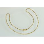 Yellow metal faceted anchor link chain, assessed as high carat gold, s-hook and loop necklace