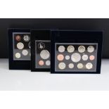 A collection of three Royal Mint proof coin year sets to include 2007, 2008 and 2006 examples.