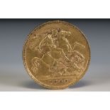 A British King Edward VII 1906 gold half sovereign coin.