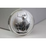 A British 1998 Britannia 1 Oz fine silver proof £2 coin.