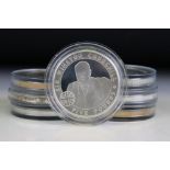 A collection of five British commemorative £5 coins to include Winston Churchill and Victoria